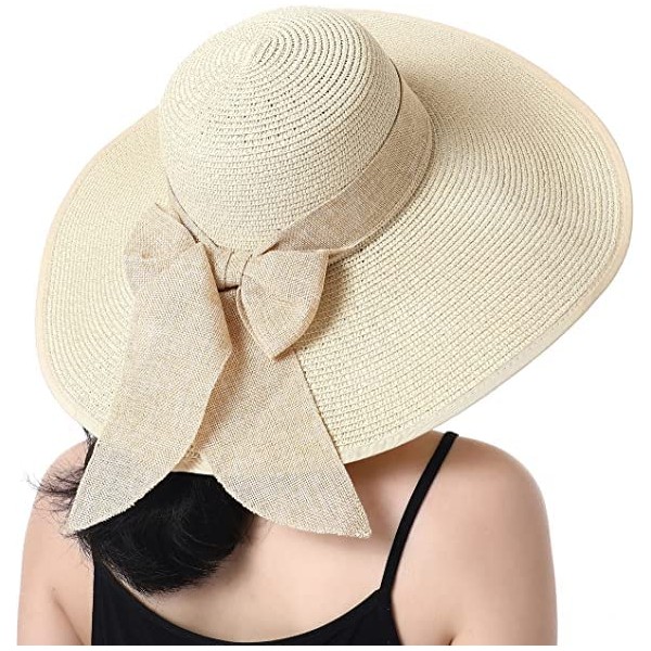 BABAHU Women Foldable Floppy Wide Brim Straw Sun Hat Summer