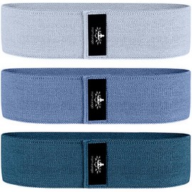 Hatha Yoga Large Resistance Band,14.5 x3.15,Fabric Exercise Loop Bands with Instruction Guide and Carry Bag, Set of 3.