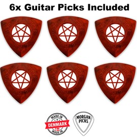 Morgan Picks TRI2 Plectrum - Triangle Guitar Picks with Strong Grip - Guitar Picks with Soft Surface & Distinctive Design - Guitar Pick - Red/Black - Made in Denmark