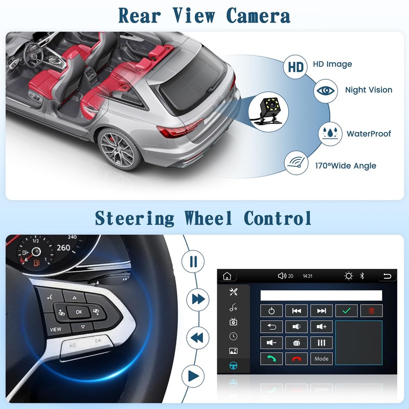 Roinvou [Motorized] Single Din Touchscreen Car Stereo with Wireless Carplay