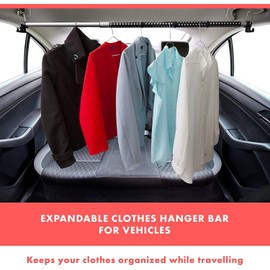 VaygWay Expandable Car Clothes Hanger Bar- Heavy Duty Hanger Metal Storage Suit Rod-Car Hanging Closet Organizer Rack Expandable to 62" -2 Pk Black Rog