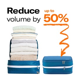 Branden Compression Packing Cubes 28" Set | S+S+L+L+XL, Blue, 5pcs l Travel Essentials l Organizer Set for Suitcase,Luggage l Overnight Trip, Road Trip, Beach, Cruise