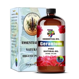 GV77ZF Geranium Essential Oil (8 oz / 240 ml) C Geranium Oils for diffusers, humidifiers, Home Baths, Cleaning Products, Yoga, DIY Soaps and DIY Scented Candles