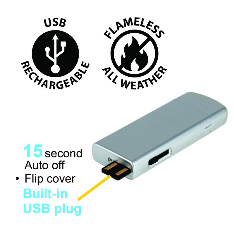 Pilot Electronics CA-8801SZ Flameless Rechargeable Elighter, Silver