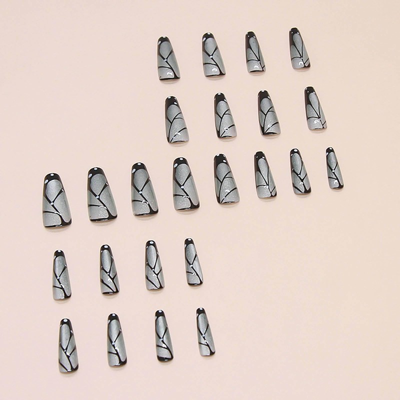 RUOKEXIN Coffin Press on Nails French Tip Long Fake Nails