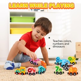 ArtCreativity Wooden Dinosaur Train Counting Set - 10 Pieces - Magnetic Dinosaur Train Set with Fun Counting Puzzle - Dino Train with Magnets, Painted Dinosaurs, Numbers, and Puzzle - Educational Toys