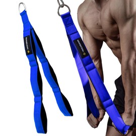 MANUEKLEAR Tricep Rope Cable Attachment Handles, Greater Range of Motion, Tricep Pull Down Rope for Push Downs, Crunches, Facepulls for Professional Gym - Color: Blue