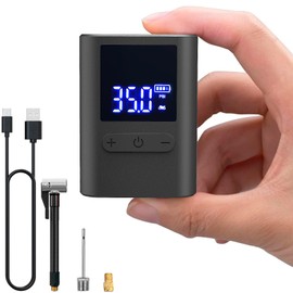 Mini Electric Bike Pump, 100 PSI Cordless Portable Bicycle Pump with Pressure Gauge for E-Bike, Mountain Bike, City Bike, Road Bike with Presta & Schrader Valve