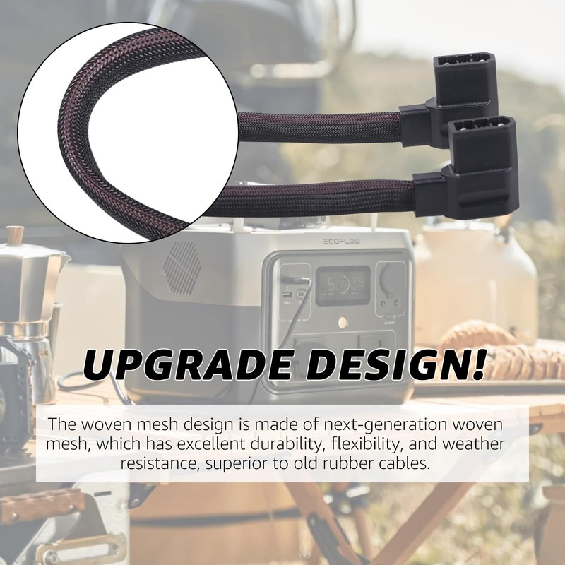 Extra Battery Connection Cable XT150 Gray Braided 20 Inches, Compatible