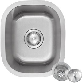 MONSINTA Bar Sink, 15 Inch Undermount Kithcen Sink, 15" x 12" Small but Deep Single Bowl RV Sink With Sink Drain Assembly, 18 Gauge Stainless Steel, Suitble for Bathroom, Laundry,Trailer, Back Deck