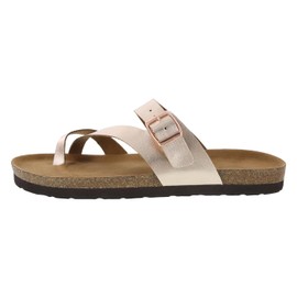 State Street Womens Rose Gold Opal Thong Footbed Sandal 8 Medium