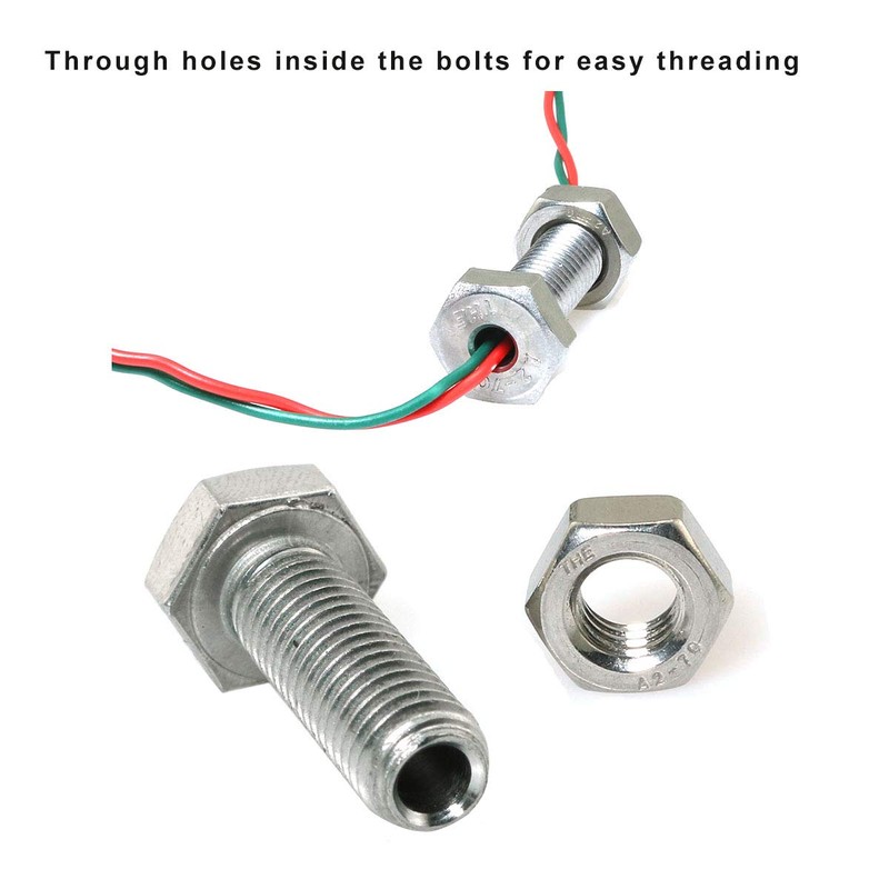 PZRT 2pcs Cylindrical Hollow External Hexagon Screw 304 Stainless Steel