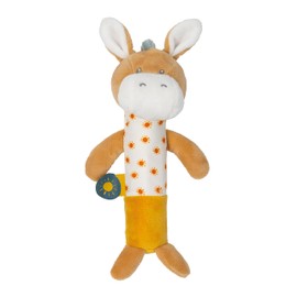 Nattou Active cuddly toy made of polyester, cuddly toy donkey, with squeaker, approx. 22 cm, Felix and Leo, beige