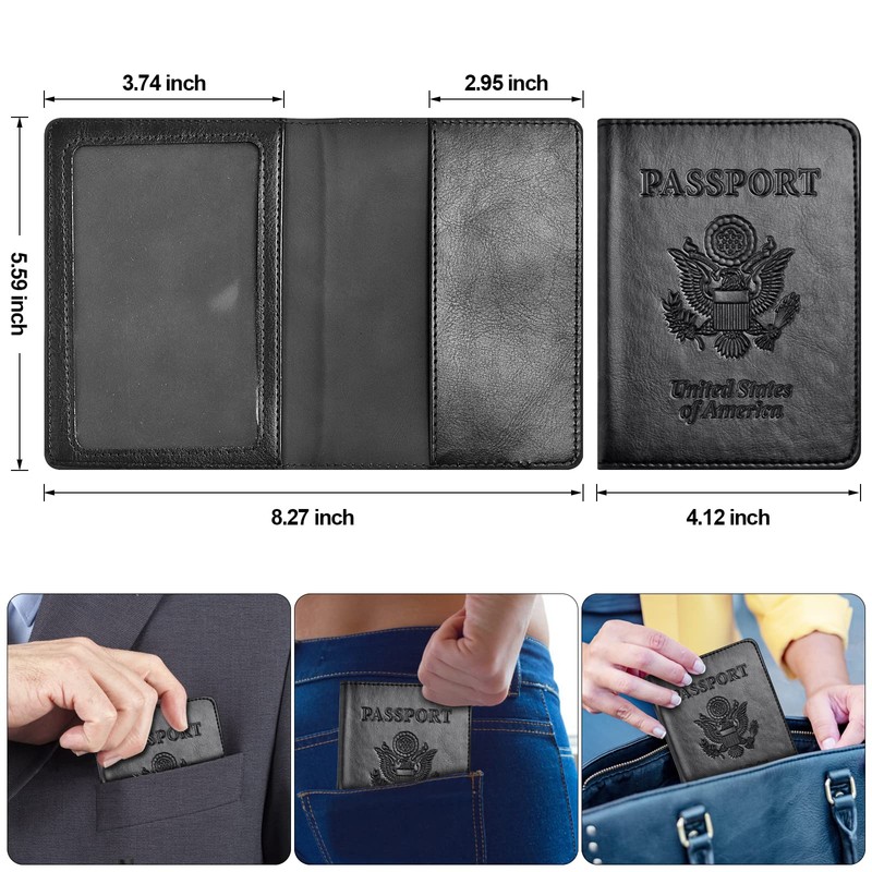Eoehro 2Pack Passport Holder Wallet Cover Case, Travel Essentials for