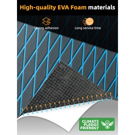 FOCEAN Boat Flooring EVA Foam Boat Decking Marine Mat Non-Slip Self-Adhesive Flooring Sheet for Motorboat Kayak Surfboard Garden Swimming Pools, 94.5''x 47.2'', Dark Grey with Blue Lines