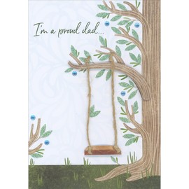 Designer Greetings 3D Die Cut Swing Hanging from Rope on 3D Tree Branch Hand Decorated Mother's Day Card for Daughter from Dad