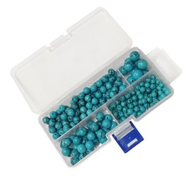 Blue Turquoise Round Loose Beads Round Energy Stone Healing Power for Jewelry Bracelet Necklace DIY Making(230PCS/Box,12mm/10mm/8mm/6mm)
