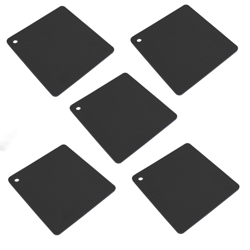 5pcs Silicone Pot Holders Mat Heat Resistant Anti Slip Square