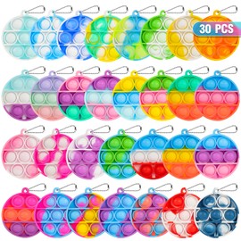 Pop Fidget Toys Bulk Its Party Favors for Kids 4-8 8-12, 30 PCS Mini Pop Keychain It Fidget Toy Pack Fidgets for Classroom Prizes Sensory Toys Stocking Stuffers for Kids Birthday Goodie Bag Stuffers