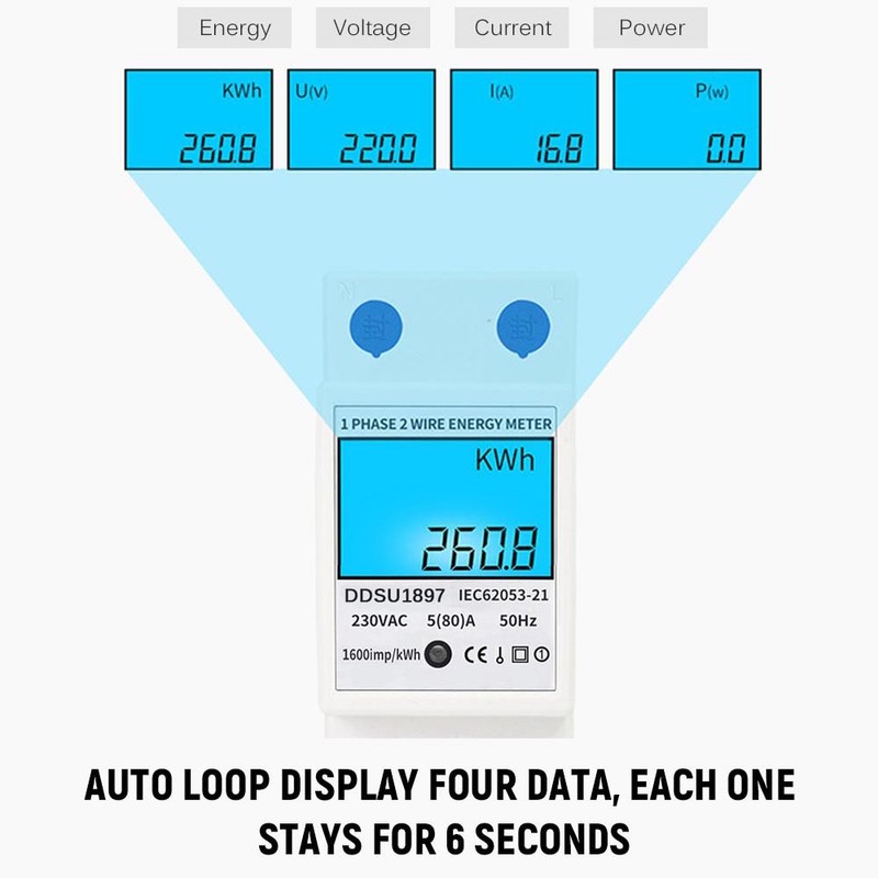 Digital Electric Energy Meter Single Phase DIN Rail Electricity Meter
