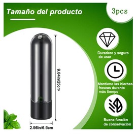 WADY Taza premium de conservación de vainilla fresca, protector de hierbas, almacenamiento para refrigerador, conservador de hierbas, cilantro, menta, perejil, espárragos, reutilizables (Negro 3PCS)