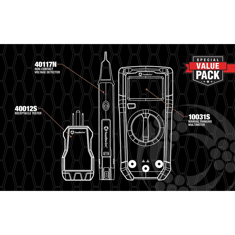 Southwire 10037K Electrical Test Kit with Full-Function Multimeter; Non-Contact Voltage