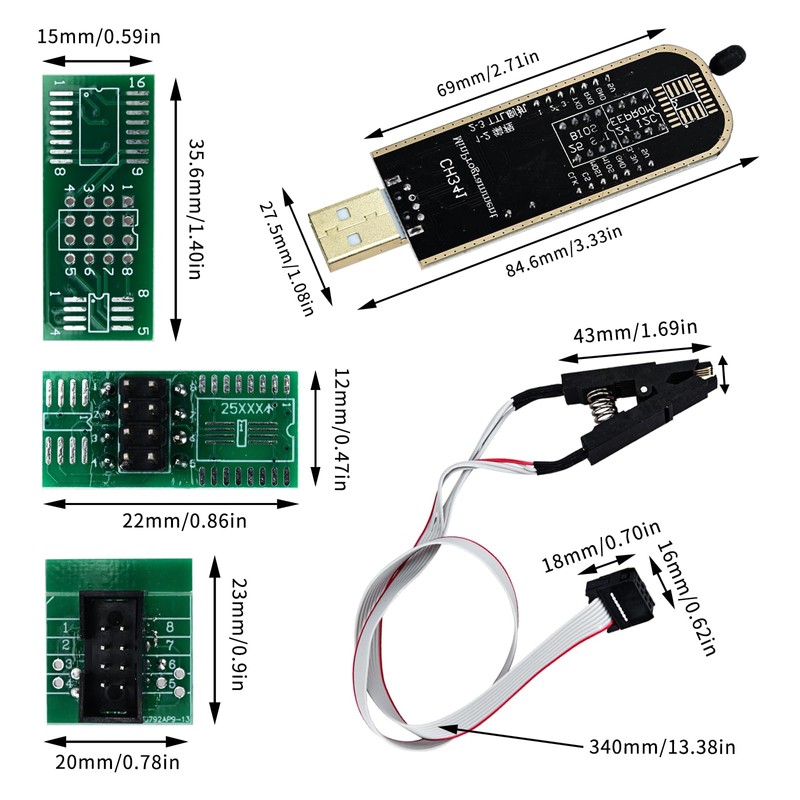 Podazz CH341A 24/25 Series EEPROM Flash BIOS USB Programmer with