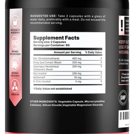 B Life Company Inositol Supplement for Women – DIM Supplement with Myo & D-Chiro Inositol, Dong Quai – Hormone Balance for Women – PCOS Supplements & Fertility Supplements – 120 Caps - 30 Day Supply