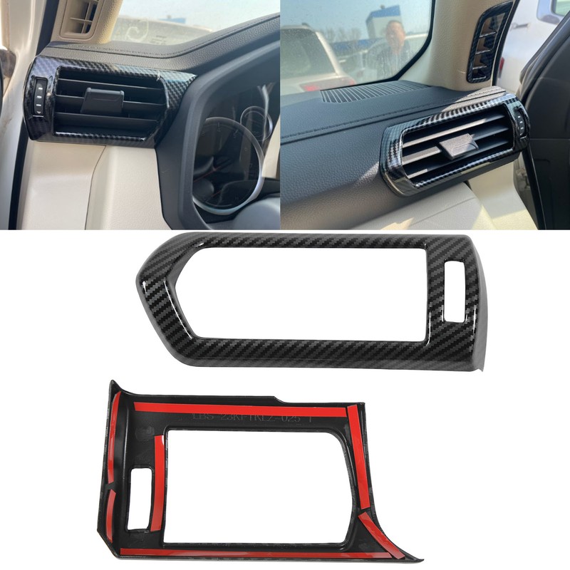 2pcs Air Conditioner Vent Outlet Trim Cover Carbon Fiber Interior