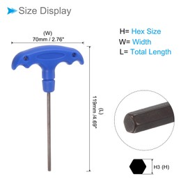 CoCud T-Handle Hex Key, H3 3mm Hex, S2 Steel Metric T-Key Wrench - (Applications: for Basic Home Repair and Mechanical Maintenance), 2-Pieces