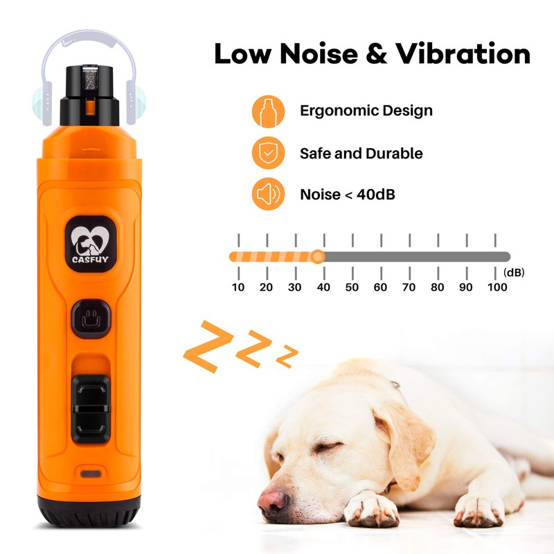 Casfuy Dog Nail Grinder with 2 LED Light - New