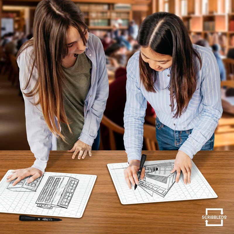 SCRIBBLEDO 2 Point Perspective Grid 11”x14” Large Graph Dry Erase