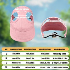 Dog Baseball Cap,1PC Pet Summer Beach Peaked Cap Dog Hat with Ear Holes, Adjustable Cat Visor Sunbonnet Hat for Small Medium Large Dogs (Solid Pink, Large)