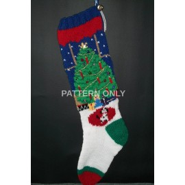Original Design Pattern Only Hand Knitted CHRISTMAS TREE IN WINDOW Stocking