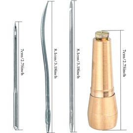 Canvas Leather Sewing Awl Needle with Copper Handle,Needles Sewing Awl Hand Stitcher Shoe Repair Tool Kit for Handmade Leather Sewing Tools Shoe and Leather Repair