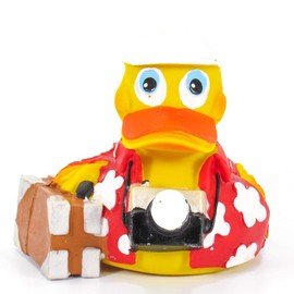 Lanco Holiday Vacation Tourist Rubber Duck Bath Toy | All Natural, Organic, Eco Friendly, Squeaker | Collectable | 3.5” | Imported from Barcelona, Spain