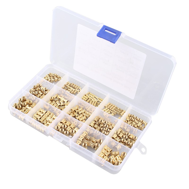 HALJIA 330PCS M2 - M5 Knurled Brass Thread Insert Nut,