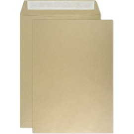 Netuno Netuno 50 Versandtaschen DIN B4 Braun 250 x 353 mm 100g braune Versandtaschen groß ohne Fenster gerade Klappe haftklebend Briefumschläge groß Briefkuverts Großformat B4 Briefhüllen Papier Umschläge
