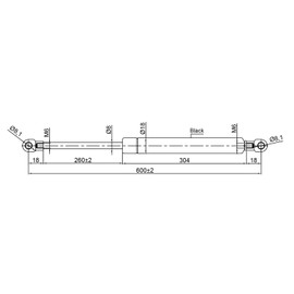 Generic Universal Gas Struts Spring Eyelet | 100-1000 Newton | Length Options 200 mm to 900 mm | Heavy-Duty | Lift Support System (600MM, 900 N)