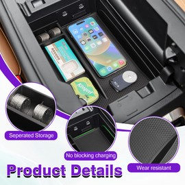 KAHCOP Armrest Storage Organizer Compatible with 2024-2025 Mazda CX-90 CX-70, Center Console Insert Tray for Interior Accessories