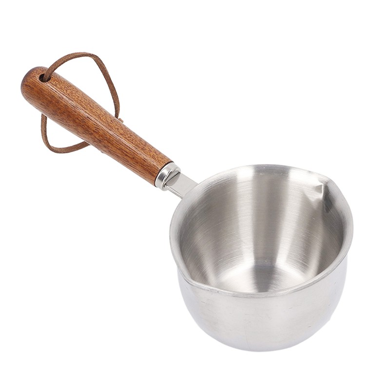 Butter Warmer Stainless Steel Wooden Handle 3 Layers Multi Purpose