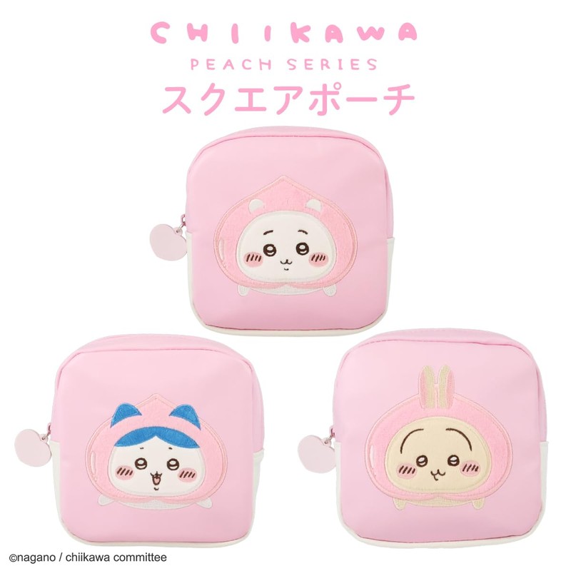 Shobido Chiikawa Square Pouch, Original Design, Peach Series, Chiikawa Nagano,