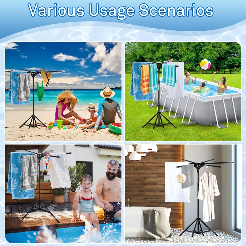 Pool Towel Rack Outdoor, Heavy Duty Outdoor Towel Rack,Adjustable 75