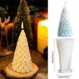 BASEMMAHER Christmas Tree Candle Silicone Mold 3D Epoxy Resin Casting Wax Soap Polymer Clay Plaster Ornament Molds for Making Tree Shaped Xmas Winter DIY Aromatherapy Candles Home Decoration