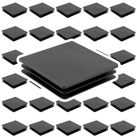 HOZEON 30 Pack 4 x 4 inches Plastic Plugs, Thickened Durable Square Tubing End Caps for Table Legs, Chair Legs, Fence Post Pipe Tube End, Furniture Sliding, Black