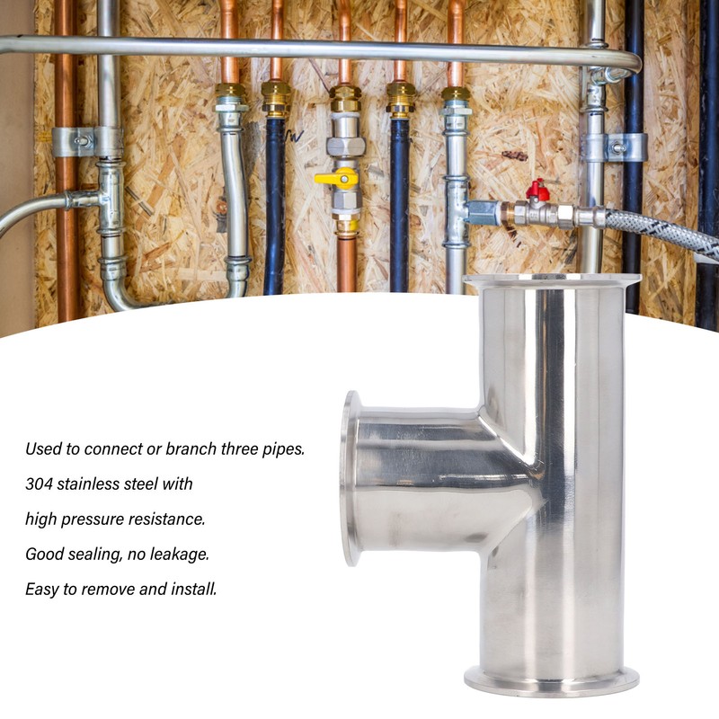 Triple Clamp Tee 3 Way 304 Stainless Steel Hose Pipe