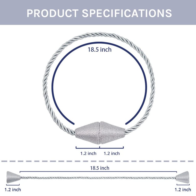 NICEEC 4 Pack Upgrade Magnetic Curtain Tiebacks 16 Inch Handmade