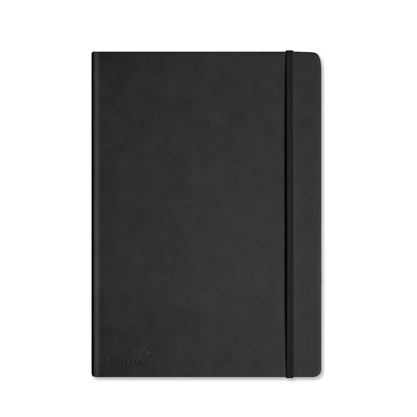 Silvine Executive Soft Feel Notebook Ruled with Marker Ribbon 160pp 90gsm A4 Black Ref 198BK