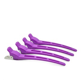 Parvaneh Duck Bill Hair clips for Women Styling,4pcs,4.7'',Combo Clips,Plastic & Aluminum,Extra Strong Grips for Salon,Hair Sectioning & Cutting Accessories,Purple,Long