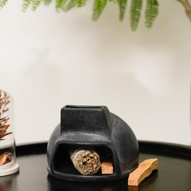 Terracotta Palo Santo Holder, Mini Mexican Style Chiminea Clay Incense Burner, Ceramic Aromatherapy Holder for Meditation, Yoga, Home Decor, Unique Meditation Gift